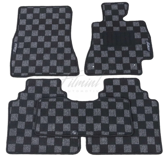 Fitmint - Checkered Floor Mats Front Pair compatible w/ Toyota Chaser / Mark 2 JZX100 - Manual