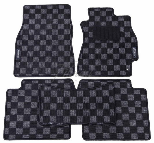 Fitmint - Checkered Floor Mats Front Pair compatible w/ Toyota Chaser / Mark 2 JZX100 - Auto