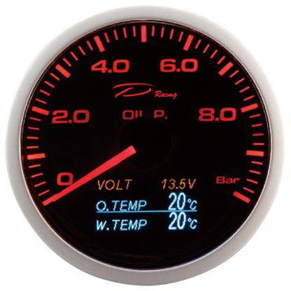 Depo 4in1 Oil Pressure & Temp / Water Temp / Volt Gauge - 60mm