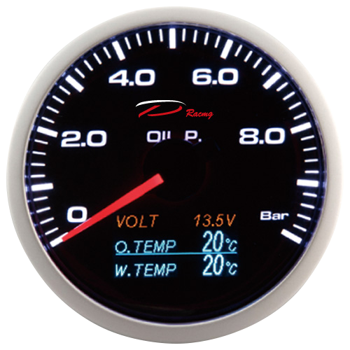 Depo 4in1 Oil Pressure & Temp / Water Temp / Volt Gauge - 60mm