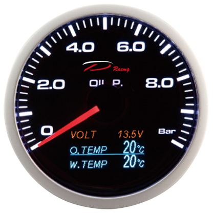 Depo 4in1 Oil Pressure & Temp / Water Temp / Volt Gauge - 60mm